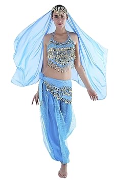 Genie Kostüm Damen 1001 Nacht Kostüm Damen Erwachsene Indische Bauchtänzerin Kostüme Blue