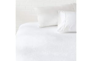 Amazon Basics Waterproof 18 inch Mattress Protector Queen Size, Breathable, Machine Washable, White