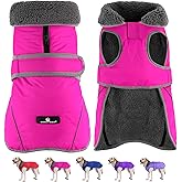 Dogcheer Dog Coat, Waterproof Dog Jacket Reflective Pet Winter Coat with Adjustable Hook & Loop, Christmas Puppy Fleece Jacket Warm Turtleneck Snowsuit for Small Medium Large Dogs - Pink, S