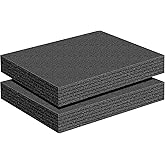 Treela 2 Pcs Customizable Polyethylene Foam Sheets 16x12x2" Black Thick Cuttable Foam Padding Inserts for Cases, Polyethylene Block Sheet for Packing Toolbox Storage and Craft Pad