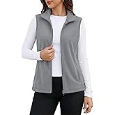 MAGCOMSEN Women's Fleece Vest Outerwear Sleeveless Lightweight Zip Jackets Warm Soft Vests with Zipper Pockets