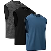 Men's Athletic Muscle Shirts (Dry Fit, 3-Pack) Moisture Wicking Sleeveless Performance Activewear Tank Tops for Gym