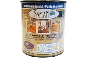SamaN Interior Water Based Varnish with Aluminum Oxide – Crystal Clear Wood Finish (Flat Finish, 32)