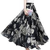 Sinono Womens Long Chiffon Bohemian Skirt Gypsy Dress Maxi Boho Beach Skirt