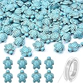 THEDAYEE 100pcs Blue Turquoise Turtle Spacer Beads, Synthetic Turquoise Stone Ocean Animal Gemstone Loose Beads for Jewelry Making Friend Bracelets Necklaces