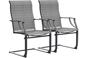 UDPATIO Patio Dining Chairs Set of 2, High Back Patio Chairs in All Weather Breathable Textile Fabric, Outdoor Furniture Chairs for Deck, Lawn, Garden, Backyard(Grey)