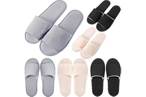 Breathffy 6 Pairs Disposable Slippers Bulk for Guests Comfortable House Spa Hotel Indoor Travel Slippers Women Men