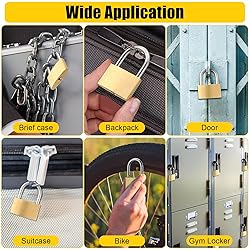Yaocom 18 Pcs Solid Brass Keyed Padlock, Small