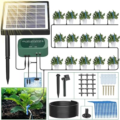SoulBay Solar Irrigation System Kit with Timer and 15m Hose for Garden