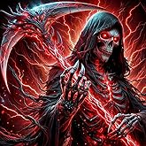 KYOQFVN Hallowen Skull Diamond Painting Kit, 5D Horror Diamond Art Kits for Adults, DIY Skull Full Drill Round Gem Art and Crafts for Home Wall Decor 13.78x13.78inch