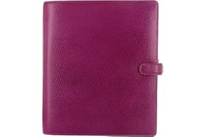 Filofax Finsbury Organizer, A5 Size, Raspberry - Traditional Grained Leather, Six Rings, Week-to-View Insert, Multilingual (C