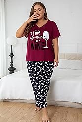 Vozanet Women's Pajama Sets Short Sleeve with Long