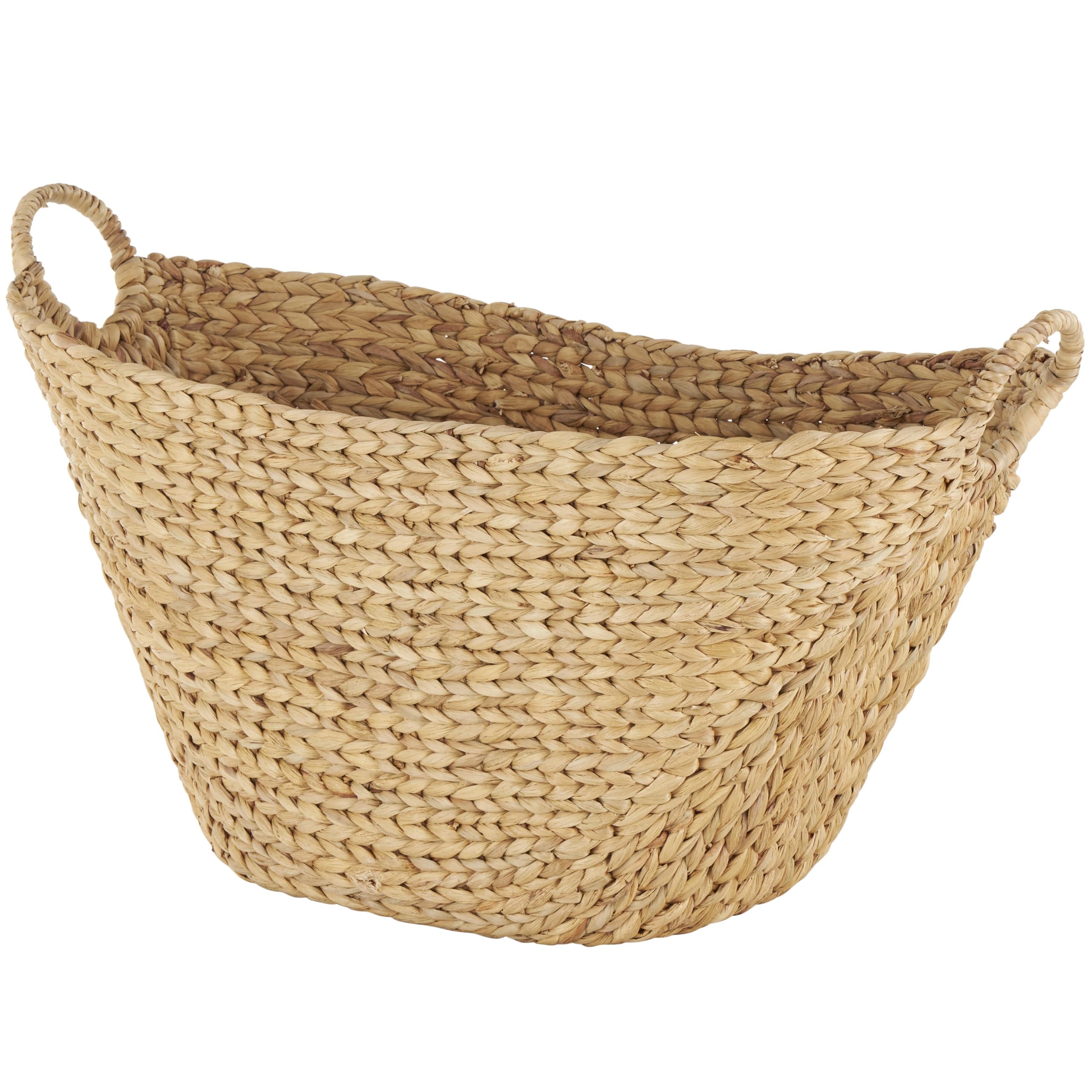 Deco 79 Seagrass Handmade Decorative and Functional Storage Basket Woven Basket Organizer with Ring Handles, Basket for Storage 31" x 19" x 19", Brown Image