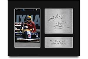 HWC Trading Nigel Mansell & Ayrton Senna Formula 1 Gifts Printed Signed Autograph Picture for F1 Formula 1 Racing Fans - US Letter Size