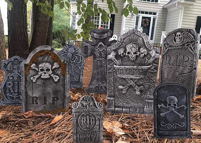 8PCS Halloween Decorations Foam Tombstones Graveyard