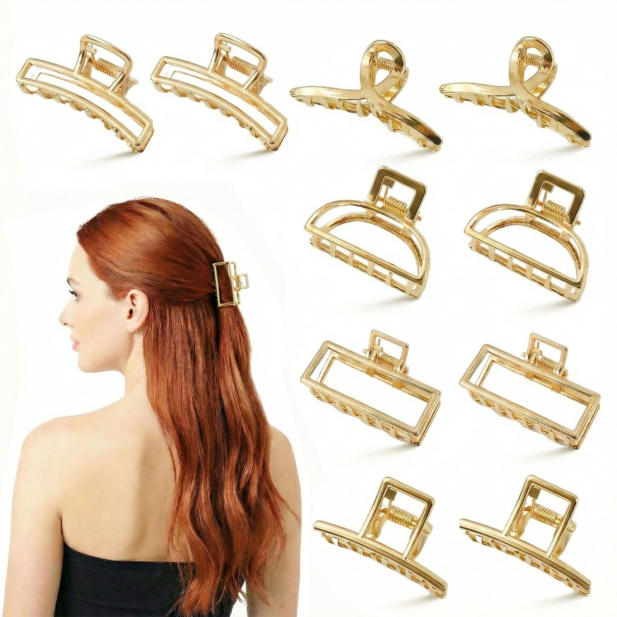 Photo 1 of 10Pcs Small Metal Hair Claw Clips for Women, Gold Hair Clips with Strong Hold for Thin & Thick Hair, Secure Grip Jaw Clamps for Daily Updos and Hair Accessories