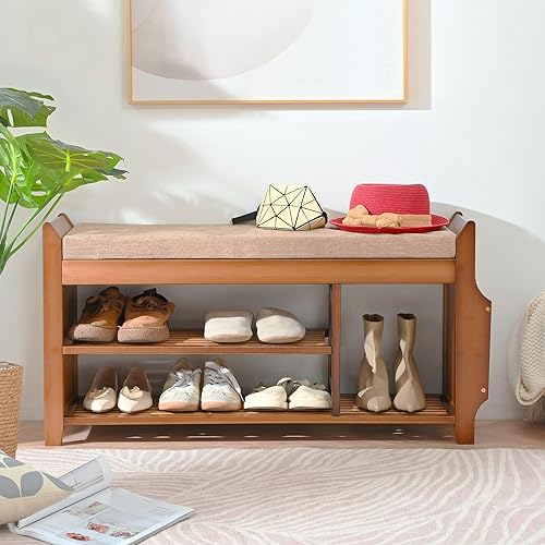 Amazon Bamboo Shoe Storage Bench Relaxdays Bench With Seat, Ample