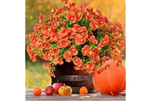 Vemander Artificial Fall Flowers for Outdoors Fall Fake Plants,12 Bundles Artificial Fall Flowers, Faux UV Resistant Silk Pansies Fall Flowers for Outsid, Faux Flowers for Outdoor Planters
