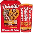 Delectables Squeeze Up Creamy Squeezable Puree, Lickable Wet Cat Treats, Grain Free, No Added Fillers, No By-Products, No Added Preservatives, 0.5 Ounces Senior Chicken, 32 Tubes Total