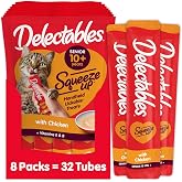 Delectables Squeeze Up Creamy Squeezable Puree, Lickable Wet Cat Treats, Grain Free, No Added Fillers, No By-Products, No Added Preservatives, 0.5 Ounces Senior Chicken, 32 Tubes Total