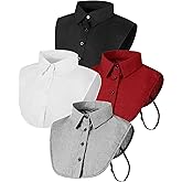 Hicarer Fake Collar for Women 4 Pieces Half Blouse Shirts Detachable Faux Dickey Collar (White, Black, Red Plaid, White-Black Plaid), One Size