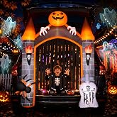 6.3FT Halloween Inflatable Trunk or Treat Car Decorations,Outdoor Scary Pumpkin Haunted Castle with Built-in LEDs for SUV Car Outdoor Trunk Parties & Events