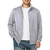Men's Fleece Jacket Casual Zip up Lightweight Sweatshirts Athletic Outdoor Sweater Jackets with Pockets