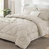 CozyLux Oversized Queen Comforter Set Beige - 7 Pieces Bed in a Bag Comforter Set with Sheets, Luxury Soft Bed Set All Seasons, Bedding Set with Down Alternative Comforter, Sheets, Pillowcases & Shams