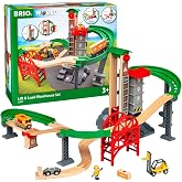 BRIO World Lift &amp; Load Warehouse Set - 32-Piece Wood Train Set - Works with All Wooden Railway Sets - Includes 4-Level Elevator, Vehicles, Tracks &amp; Full Station - MESH Accredited for Ages 3+