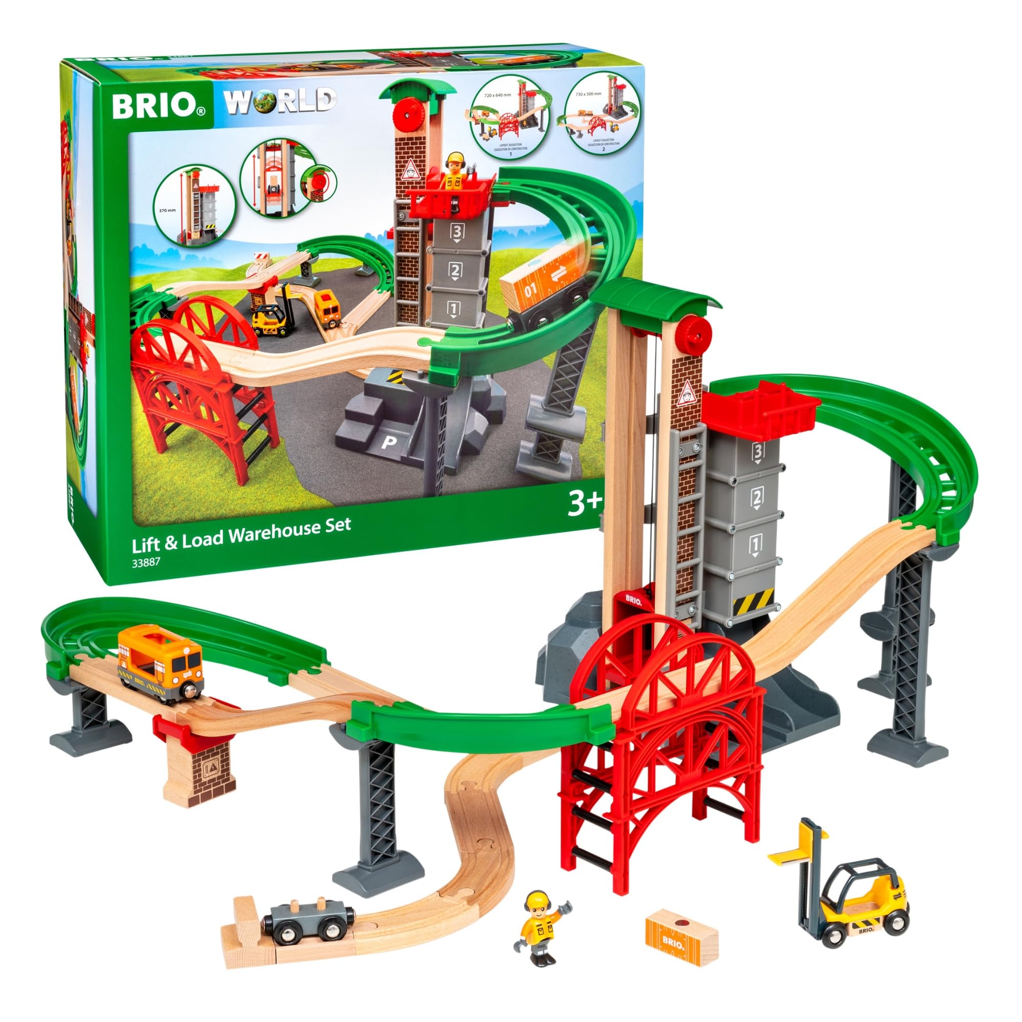BRIO World Railway Lift & Load Warehouse Set for Children Age 3 Years Up - Wooden Trains Add On Accessories