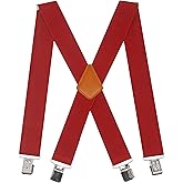 Doloise Men's Suspenders X Back 2 Inches Wide with Extra Heavy Clips Adjustable Braces for Men Suspender