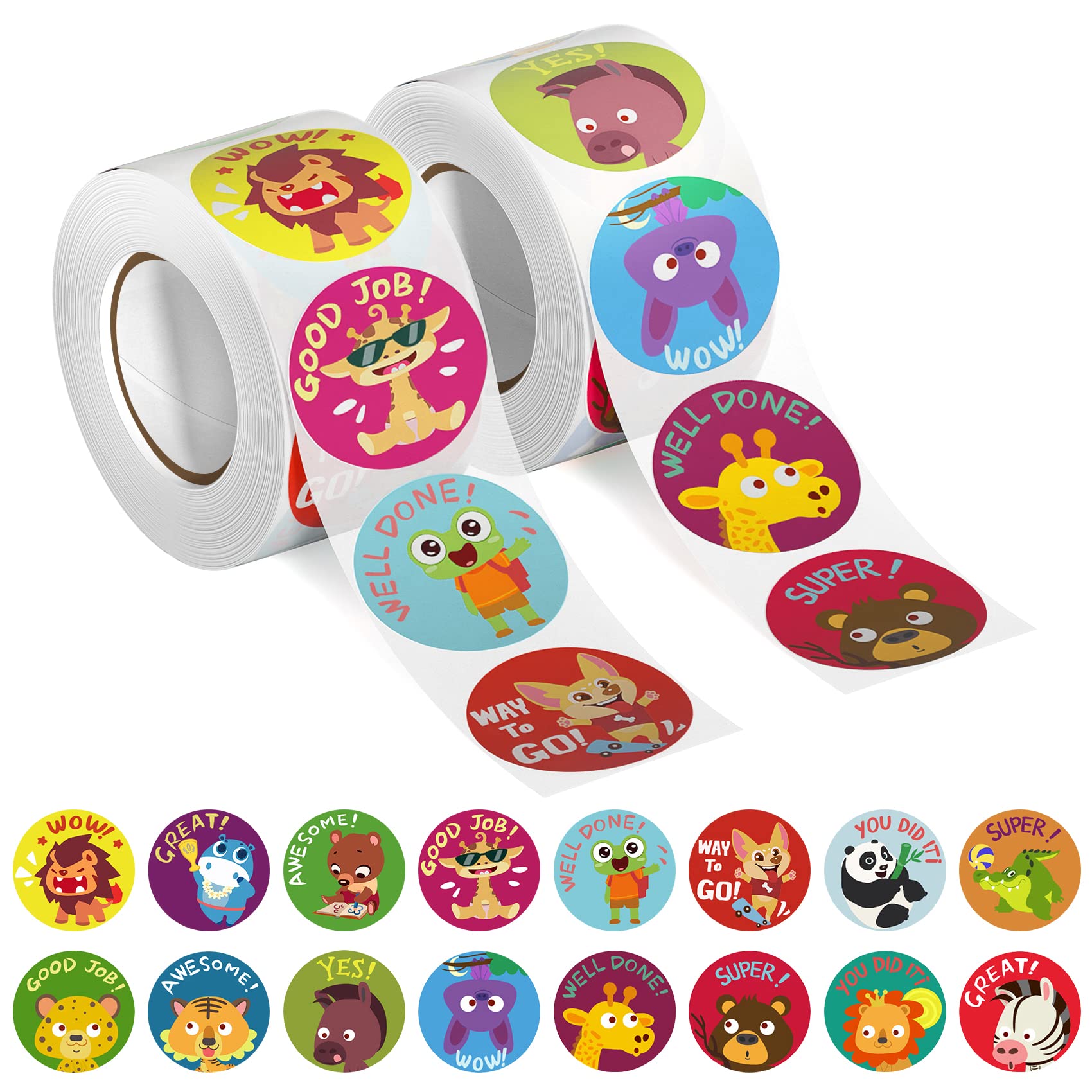 Photo 1 of 1000 PCS Incentive Animal Reward Stickers in 16 Designs - Teacher Supplies for Classroom & Potty Training