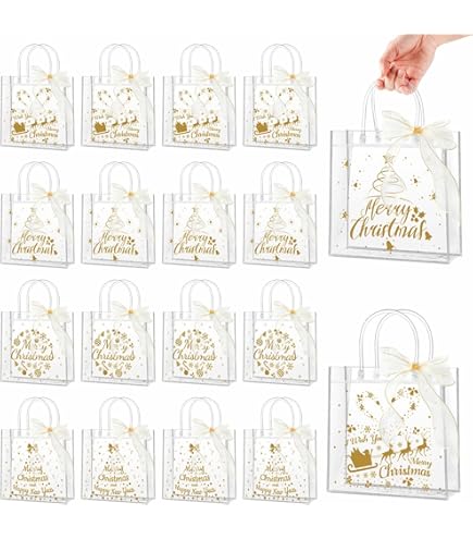 Jutieuo 24 Pack Clear OKA4 Plastic Gift Bags With Handles, Reusable Transparent Party Favor Bags Pvc Goodie Bag Bulk Wedding Baby Shower Birthday 6 3 - View #4