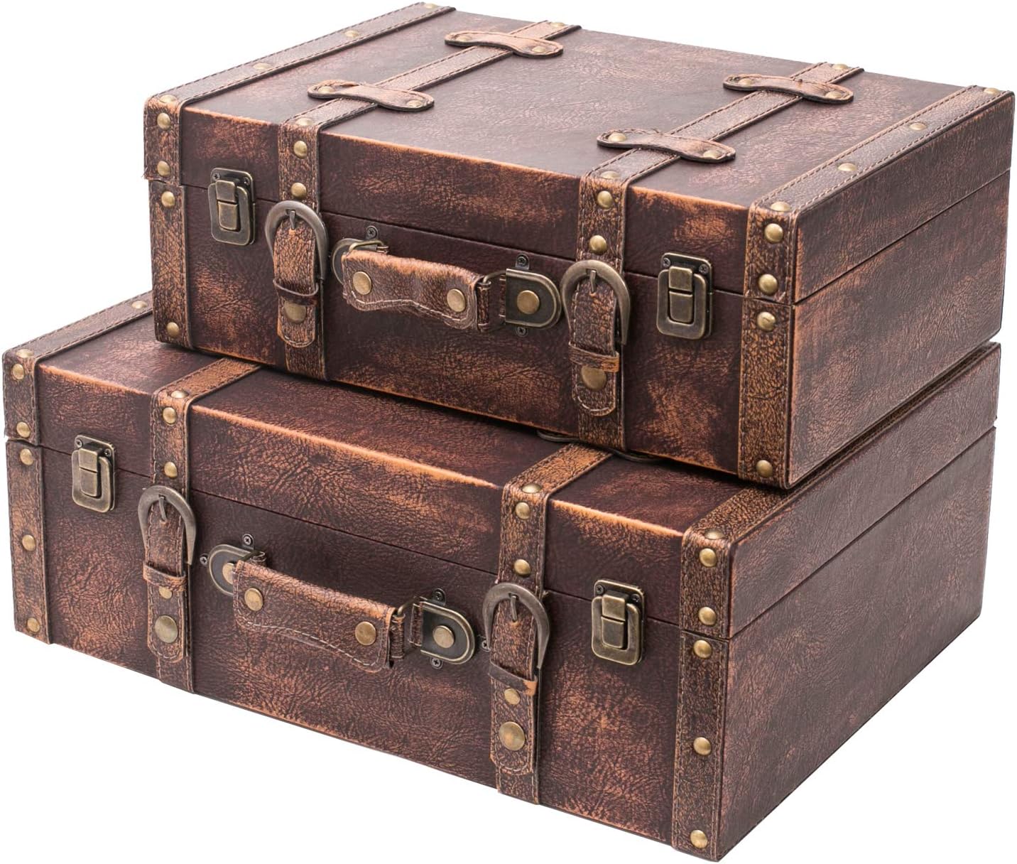 HMF VKO105 Vintage houten koffer | set van 2 | verschillende maten HMF VKO105 Vintage houten koffer | set van 2 | verschillende maten