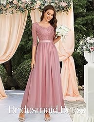 Wedtrend Women's Bridesmaid Dress 3/4 Sleeve Prom