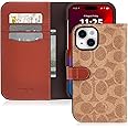 Coach Signature Canvas Two Piece Detachable Wallet Folio iPhone 15 Case, Compatible with Wireless Charging - Signature Tan