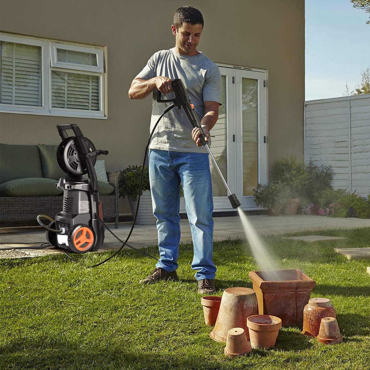PAXCESS Electric Pressure Washer 2150 PSI 1.85 GPM High Pressure Power Washer Machine with All-in-One Nozzle, Hose Reel, Detergent Tank Best for Cleaning Homes/Buildings/Cars, Decks, Driveways, Patios : Garden & Outdoor