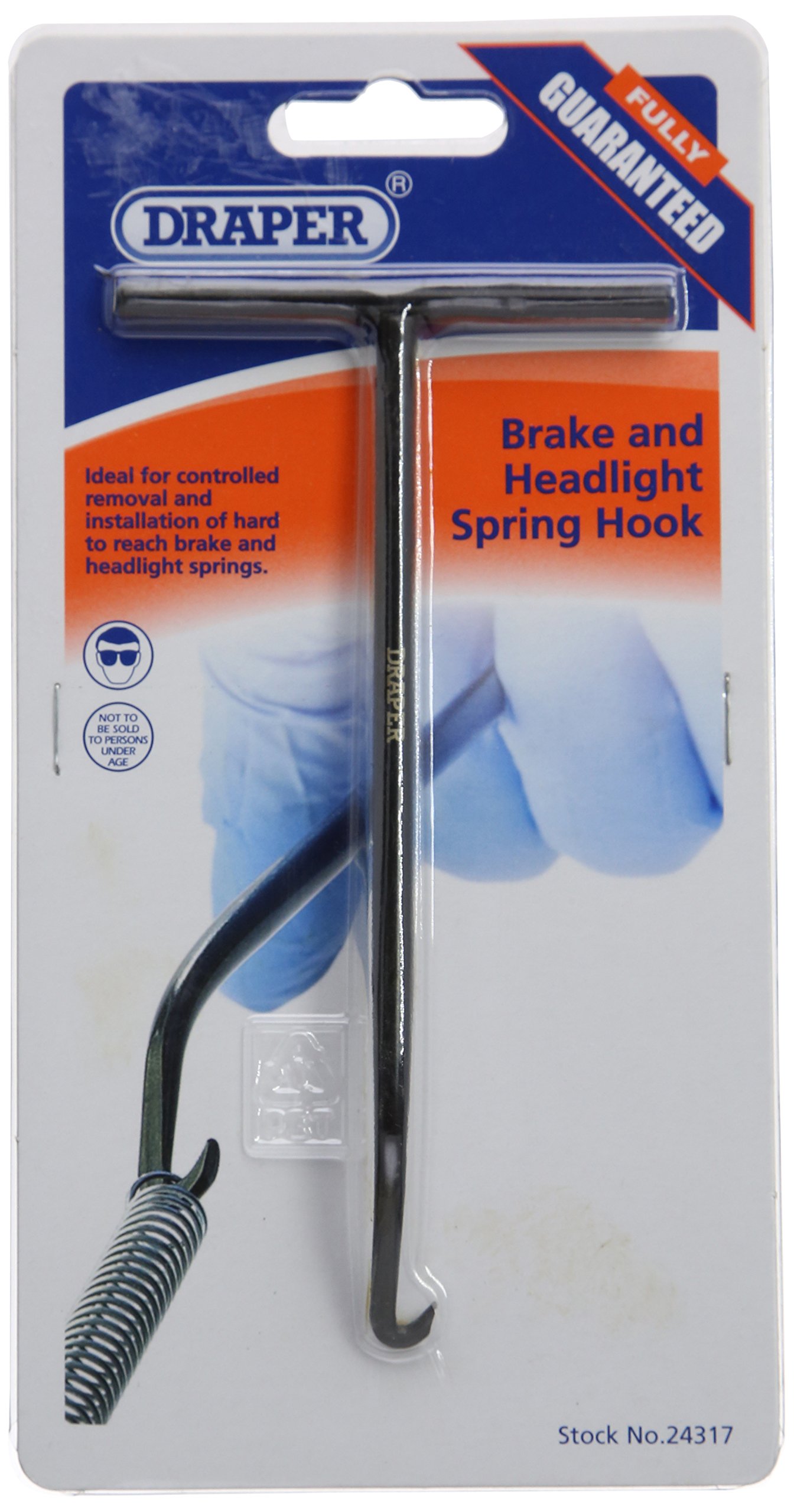 Draper 24317 Brake and Headlight Spring Hook, 21.3cm x 11.1cm x 1.5cm , Blue