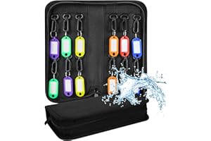 WEWORTH Portable Zippered Key Organizer, Waterproof Key Case with 12 Key Hooks and Tags,Portable Key Storage for Rental Management Real Estate Sales Hotel Executives and Car Service