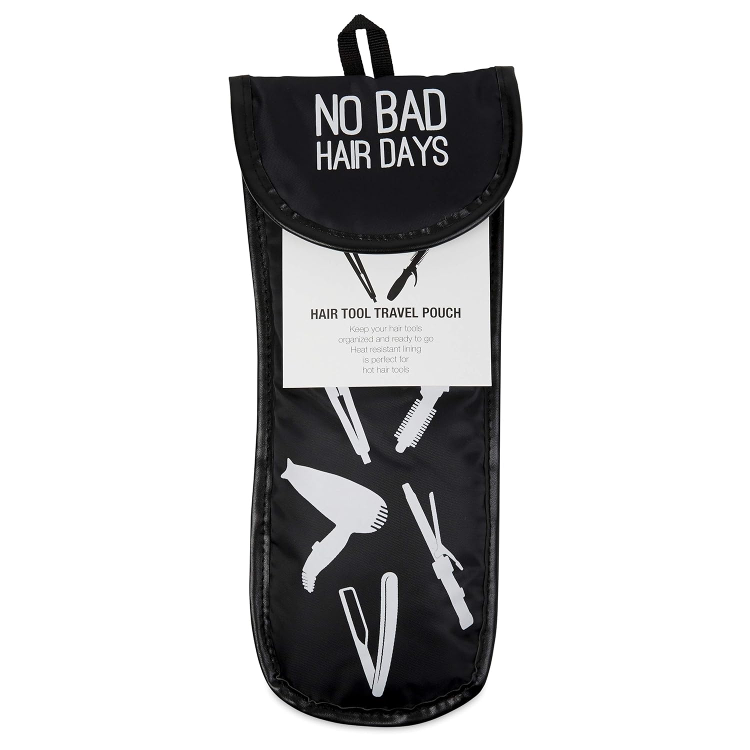 Hair Tool Travel Pouch For Storing Hot Hairstyling Curling Irons & Straighteners and Organizing Hair Accessories –Easy-To-Clean Black Polyester Nylon with Heat Resistant Silver Insulated Lining