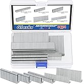 Glarks 3624Pcs 18 Gauge Narrow Crown Staples, 4 Sizes Galvanized Crown Narrow Staples Assortment Kit and 1", 2" Brad Nails fo