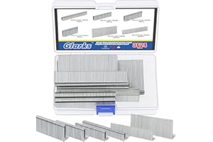 Glarks 3624Pcs 18 Gauge Narrow Crown Staples, 4 Sizes Galvanized Crown Narrow Staples Assortment Kit and 1", 2" Brad Nails fo
