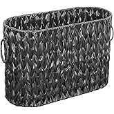 Coeusy Black Toilet Paper Storage Basket,Large Free Standing Toilet Paper Organizer,Waterproof Narrow Wicker Basket for Bathroom,Under Sink,or Cabinet