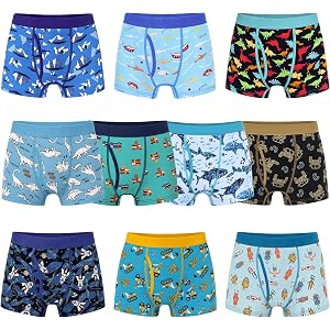 MOEMOE BABY Kids Boxer Briefs 10 Pack, Soft Cotton Underwear 2T-7T | Breathable, Stretch Waistband, Everyday Comfort
