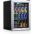 NewAir Beverage Refrigerator Cooler with 90 Can Capacity - Mini Bar Beer Fridge with Right Hinge Glass Door - Cools to 34F - 