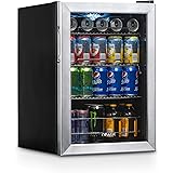 NewAir Beverage Refrigerator Cooler with 90 Can Capacity - Mini Bar Beer Fridge with Right Hinge Glass Door - Cools to 34F - 