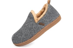 LongBay Women's Felt Bootie Slippers Warm Cozy Memory Foam Slipper Boots with Polar Fleece Lining Non Slip House Shoes Indoor Outdoor