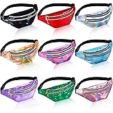 Frienda 9 Pieces 80s 90s Fanny Pack Holographic Neon Fanny Packs, Waist Packs Gift for Enjoy Sports Festival Camping Waistbag(Fresh Style)