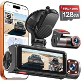 4K+4K+1080P 3 Channel Dash Cam, Free 128GB Card, AProX HD Night Vision | Dash Cam Front and Rear with Cabin, 5.8GHz WiFi6 - up to 20MB/s, App, GPS, G-Sensor, 24H Parking Mode, Support 512GB Max