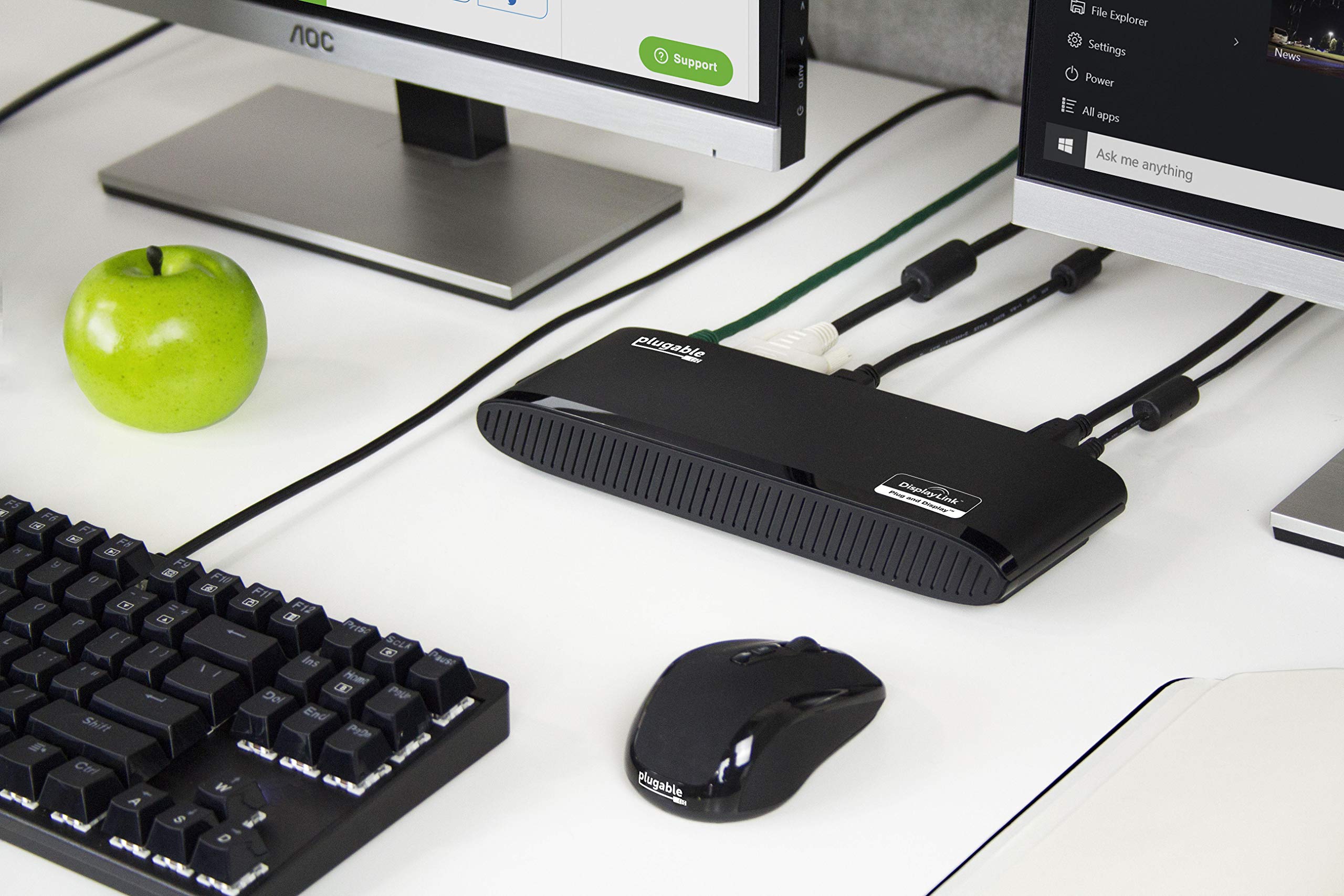 Plugable USB 3.0 Universal Laptop Docking Station for Windows (Dual Monitor HDMI and DVI/HDMI